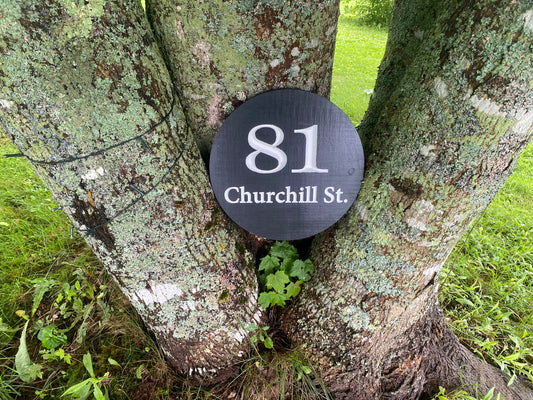 Personalized Round Pine Address Sign