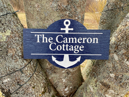 Custom Engraved Anchor Style Cottage Sign